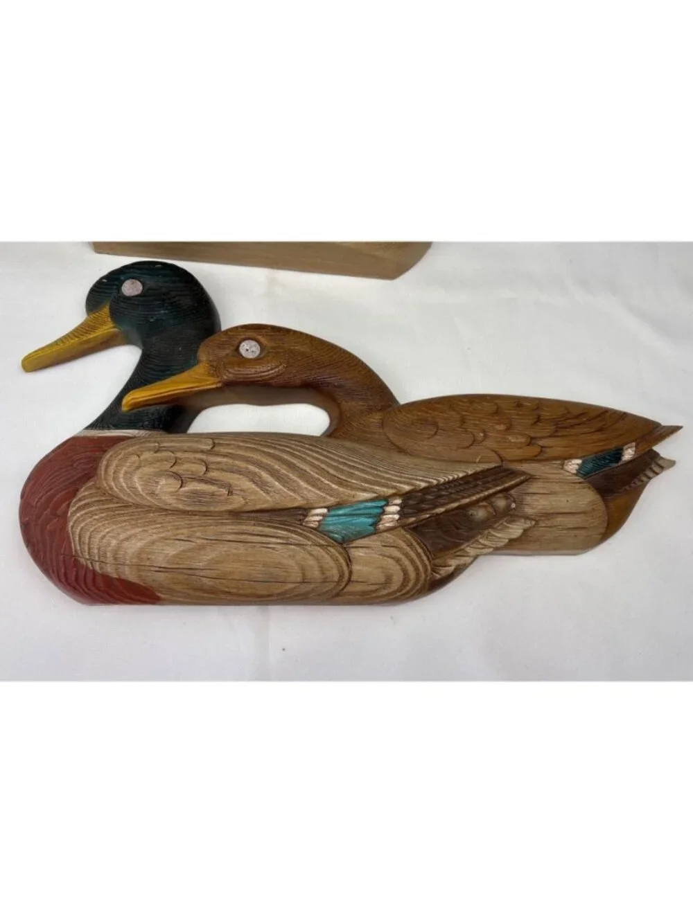 Burwood Resin Mallard Duck Wall Hanging Decor Pair Vtg